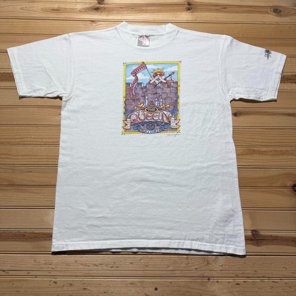 Vintage 90s The Queen of Everything Castle Whimsical Graphic T-Shirt USA - XL