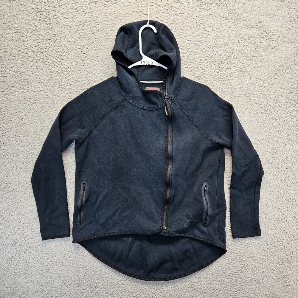 Nike Hoodie Jacket Womens Size Medium Black Hooded Full Zip