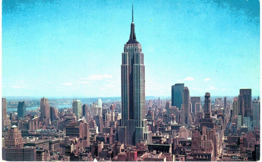 NYC Empire State Building Uptown Skyline Panorama 1960 New York City