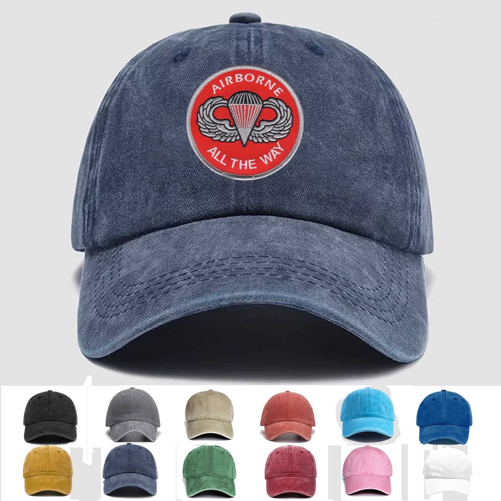 Custom Embroidered Hat Army Airborne All The Way, Veteran Cap, Trucker Hat, Gift