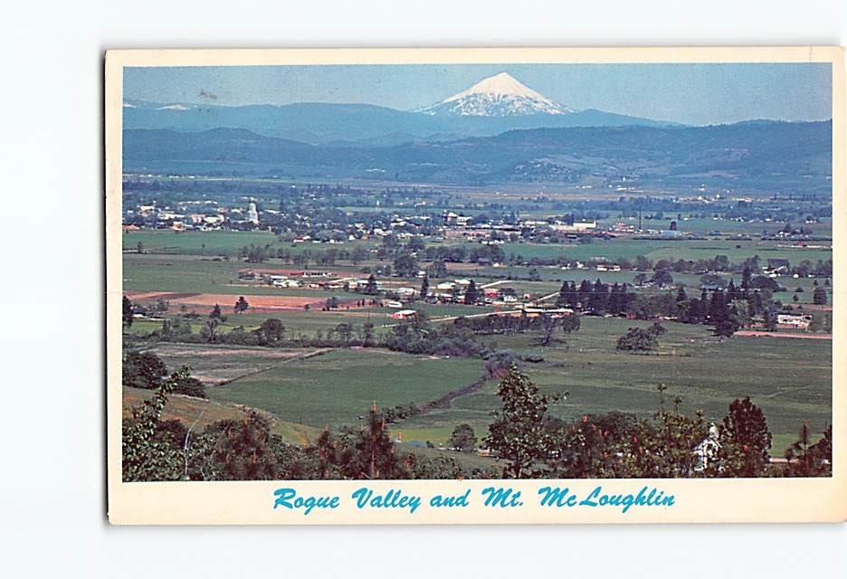 Postcard Rogue Valley and Mt. McLoughlin in southern Oregon USA