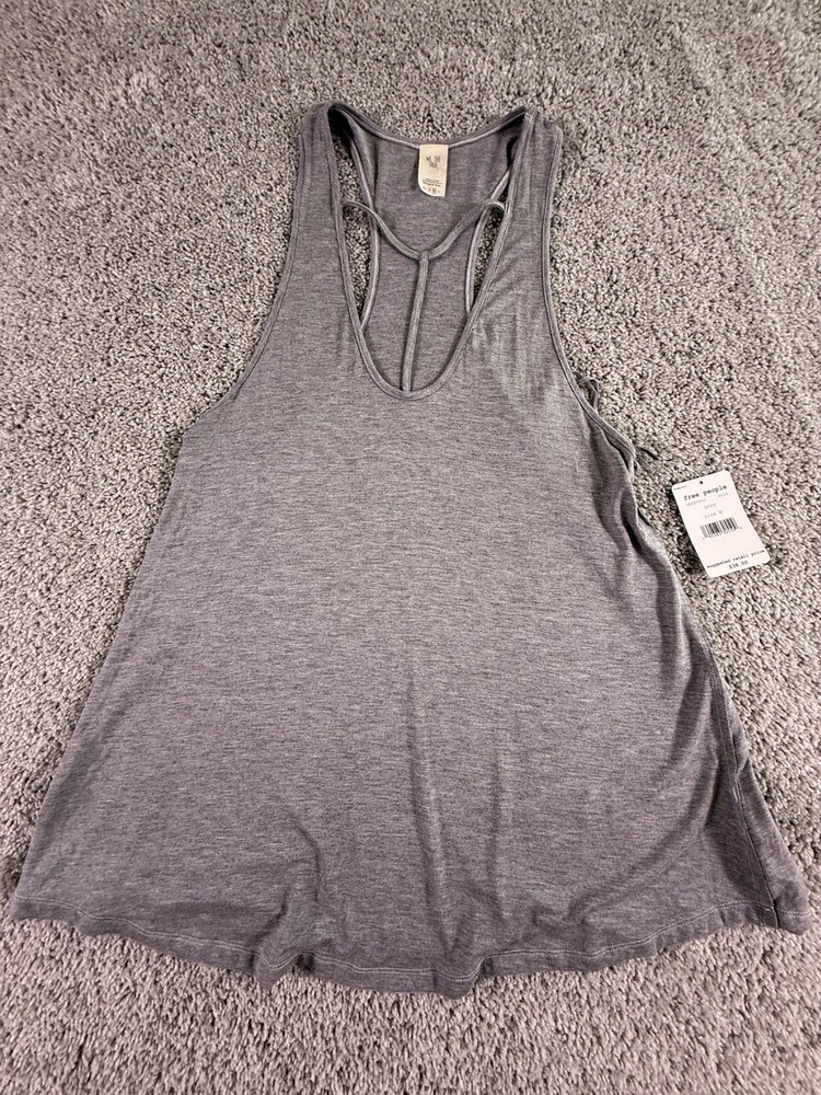 We The Free Free People Womens Gray Racerback Relaxed Tank Top Size M