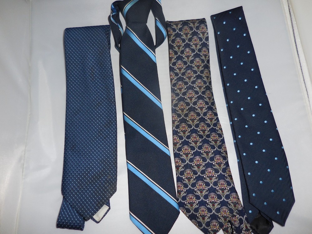Men's ties,  FOUR, blue hues, various brands and styles