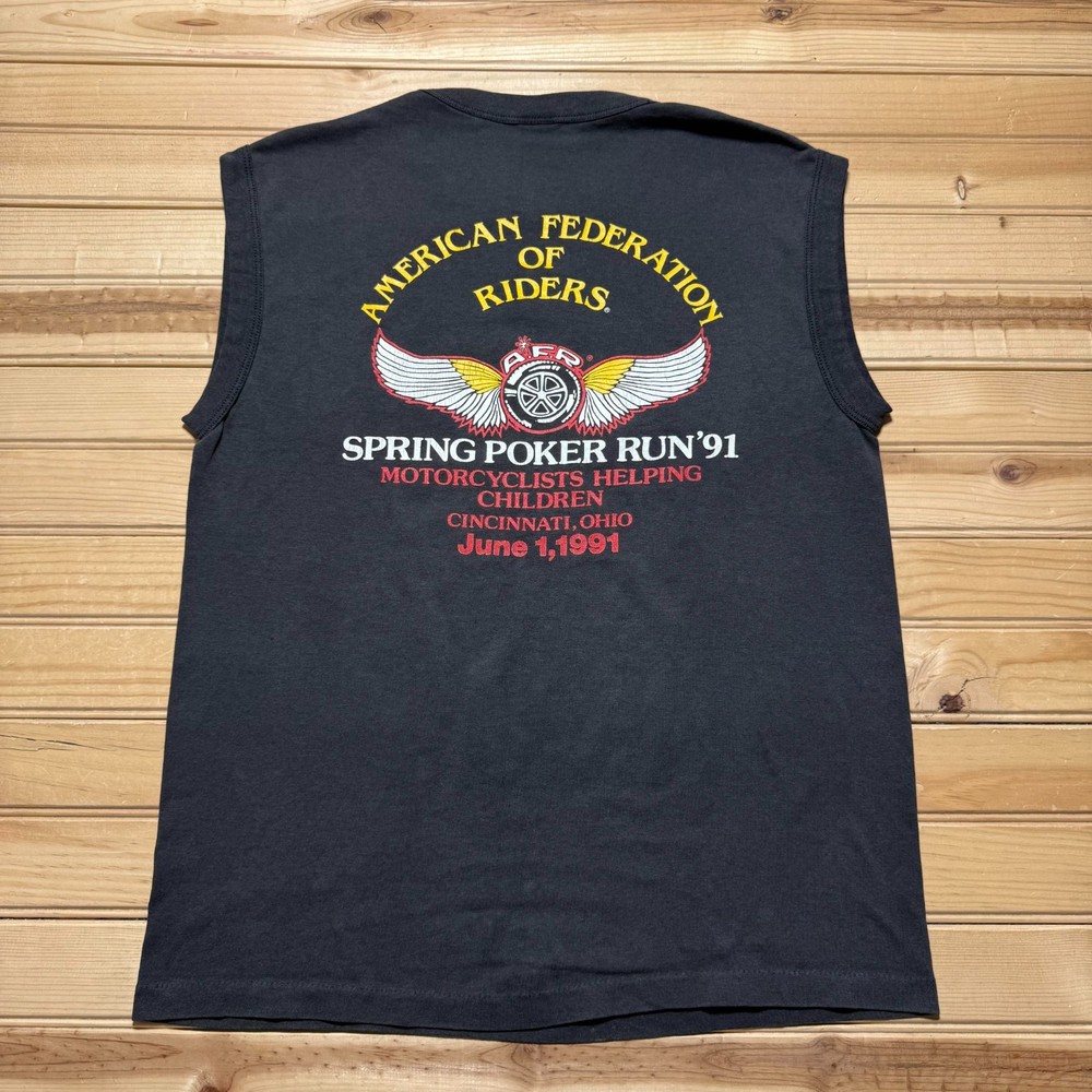 Vintage 1991 American Federation of Riders Spring Poker Run Shirt USA Made - XL