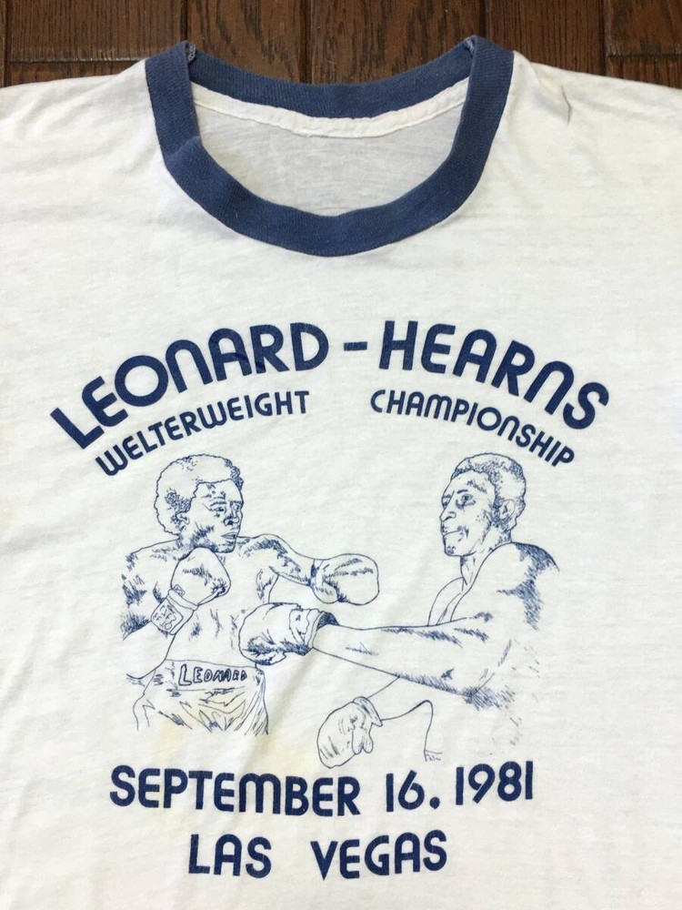 Sugar Ray Leonard Vs Thomas Hearns 81 Vintage Ringer T-Shirt White World Welterw