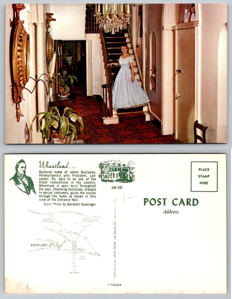 Wheatland James Buchanan Home Lancaster PA Entrance Hall Chrome Postcard