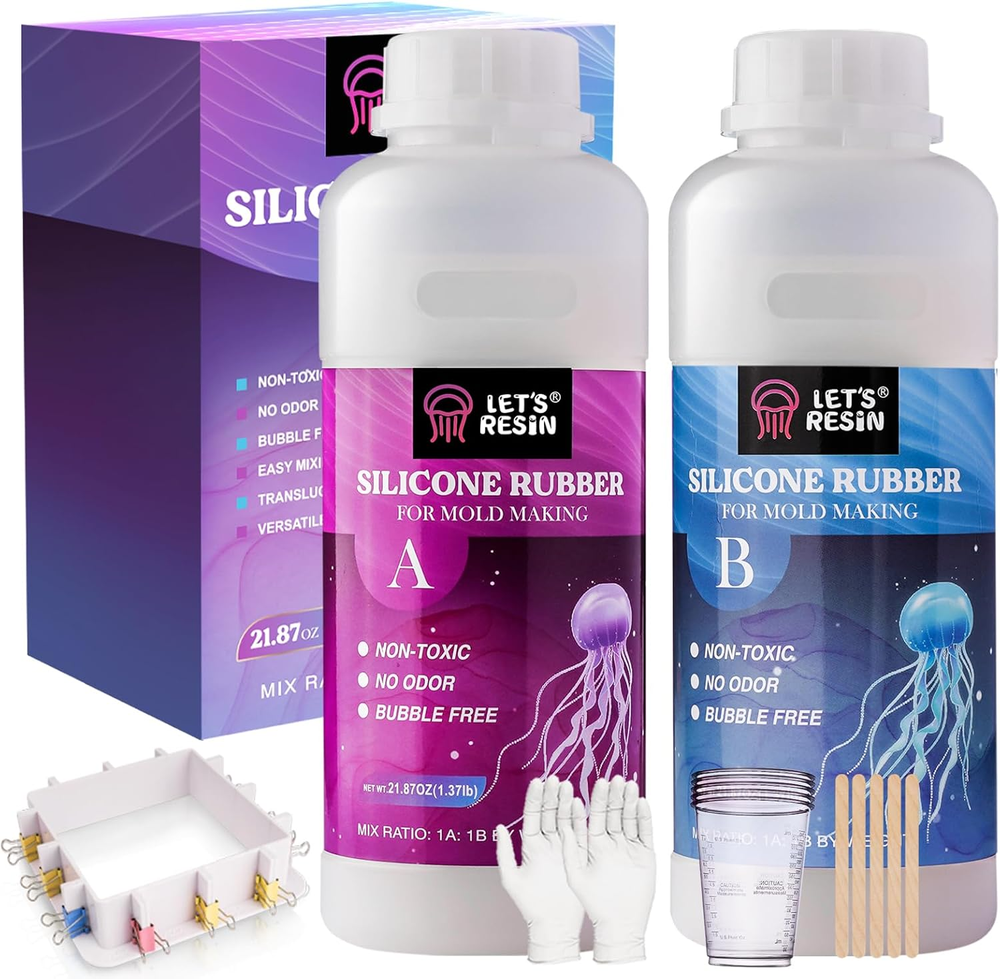 Silicone Mold Making Kit, 43Oz Platinum Liquid Silicone Rubber with Mold Housing
