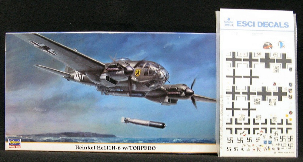 1/72 Hasegawa Models HEINKEL He-111H-6 Toprpedo Bomber + ESCI DECAL SET *MINT*