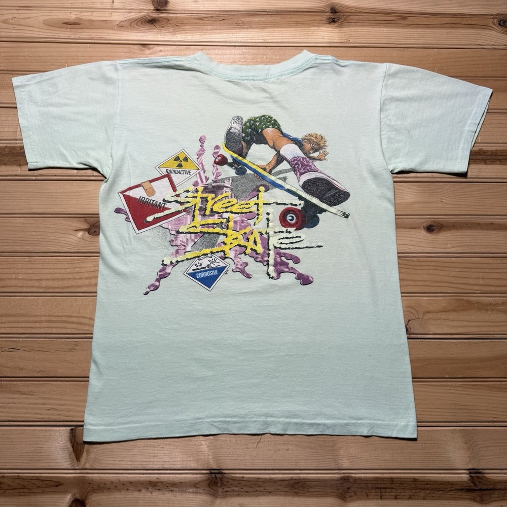 Vintage 80s Street Skate Radioactive Skateboarding Graphic Shirt Size Medium