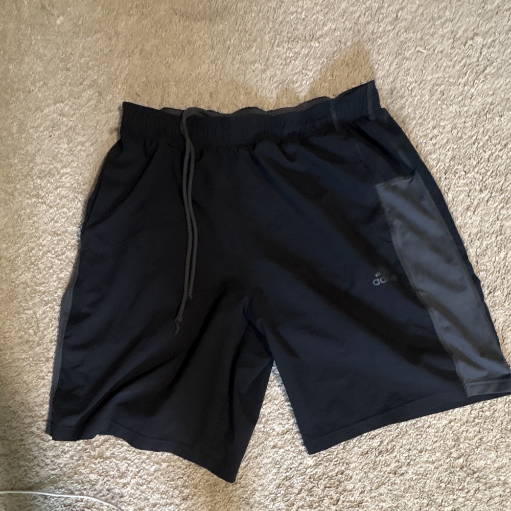 adidas climacool Men's L Athletic Mesh Shorts Black/Gray Pockets Drawstring
