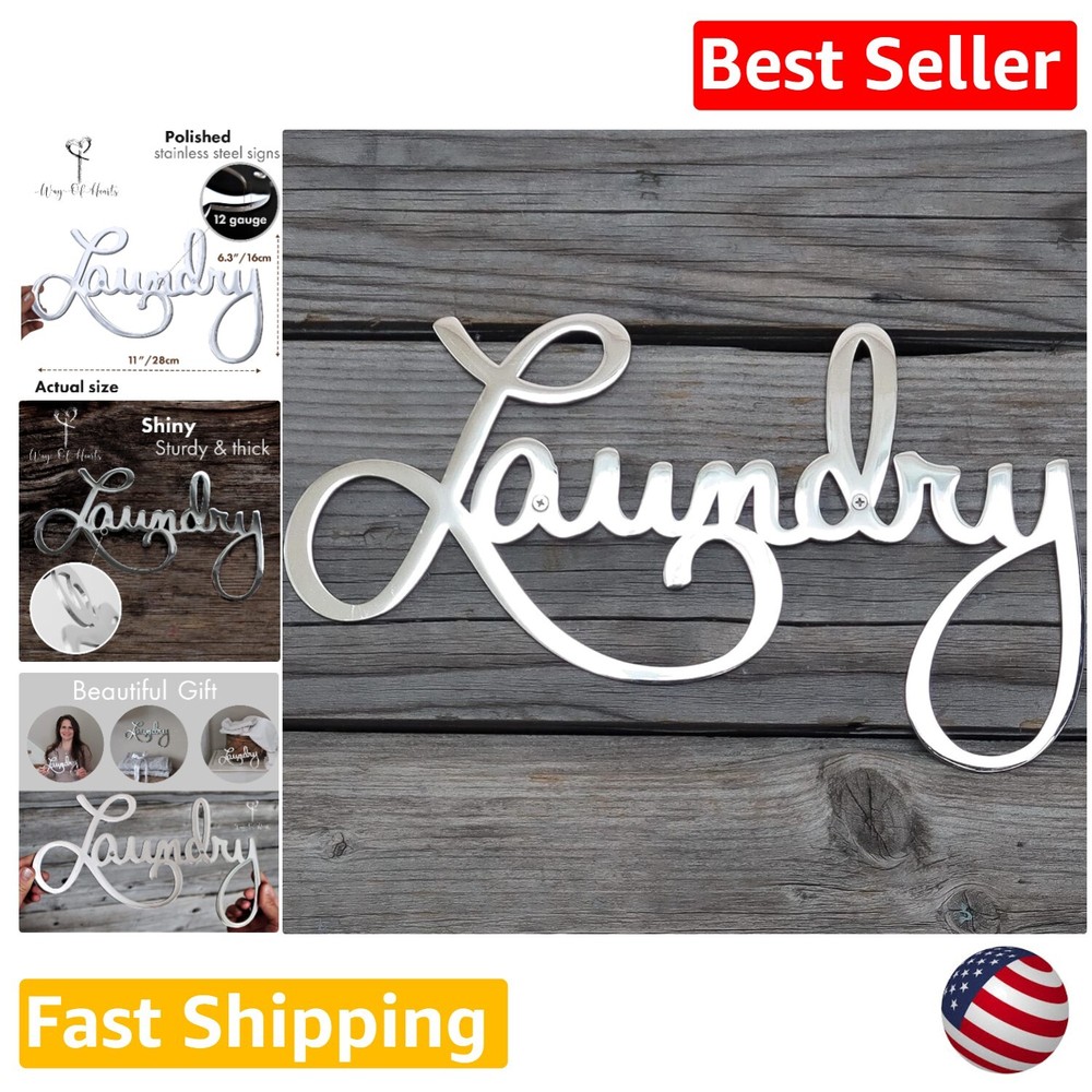 Silver Metal Wall Decor Sign - 11 X 6.3 Inches - Hand Polished Stainless Steel