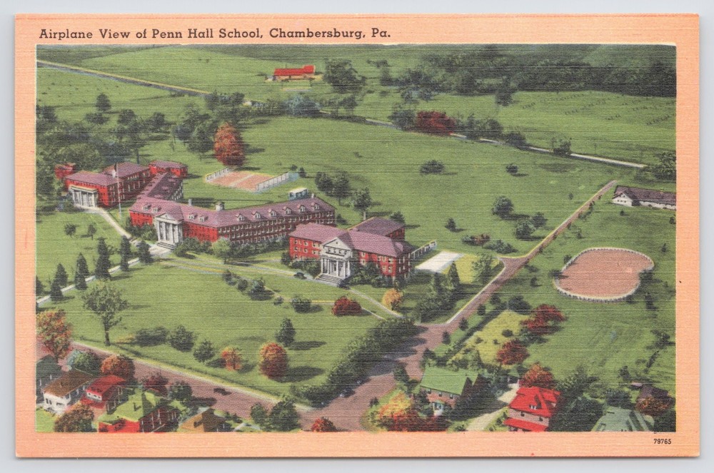 Chambersburg Pennsylvania~Penn Hall School Aerial View~Linen Postcard
