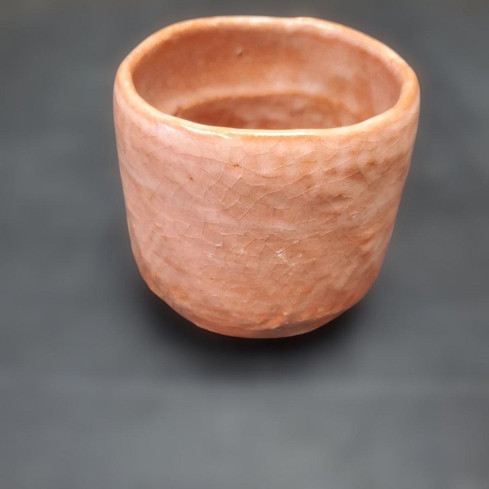 Aka Raku Matcha Tea Bowl - Juraku Red Raku Pottery for Tea Ceremony