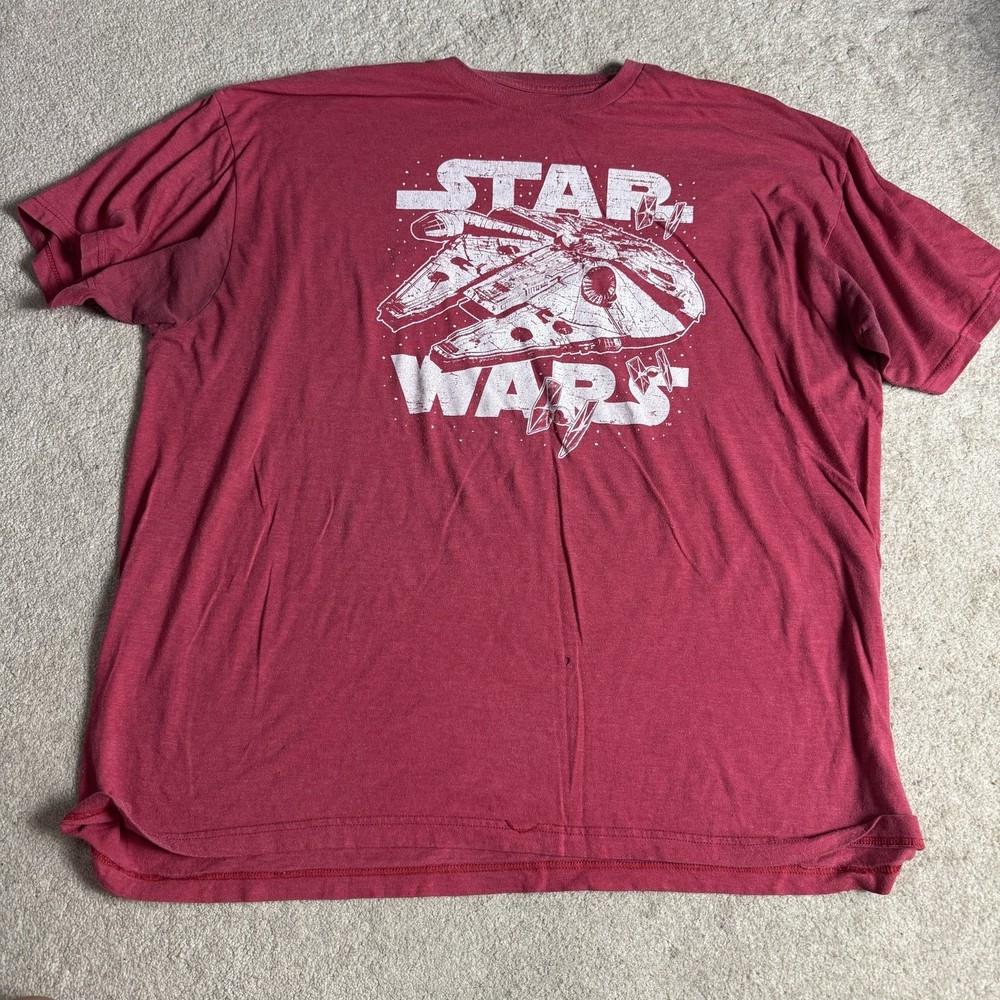 Star Wars Mens Crew Neck T Shirt Millennium Falcon 2XL Red