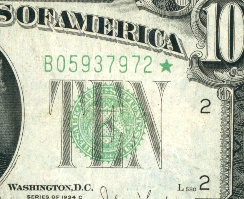 **STAR** $10 1934 Federal Reserve Note ** DAILY CURRENCY AUCTIONS