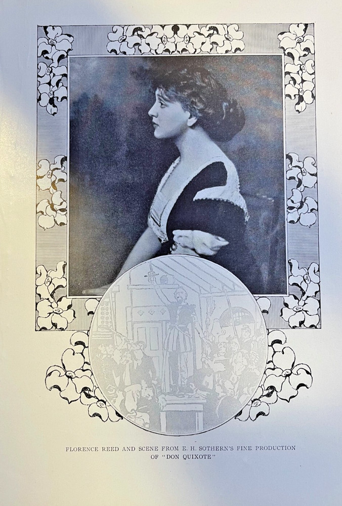 1908 Vintage Magazine Illustration Actress Florence Reed in Don Quixote