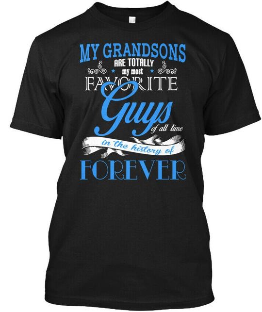 My Grandsons Forever Grandparents Gift T-Shirt Made in the USA Size S to 5XL
