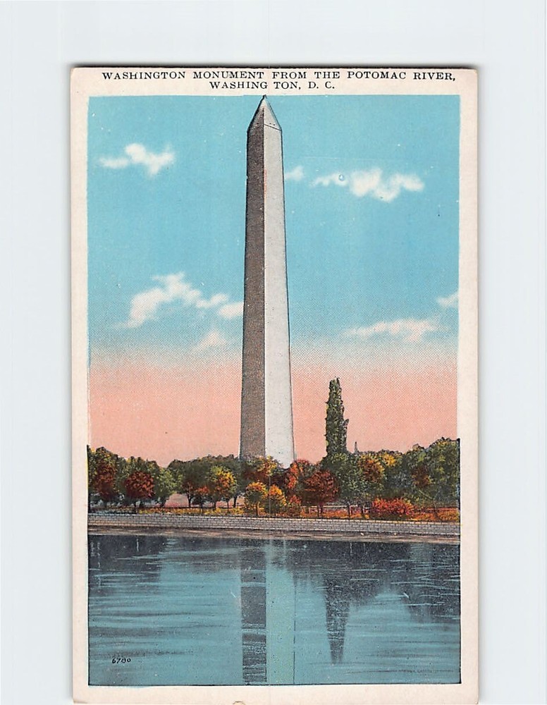 Postcard Washington Monument From Potomac River DC