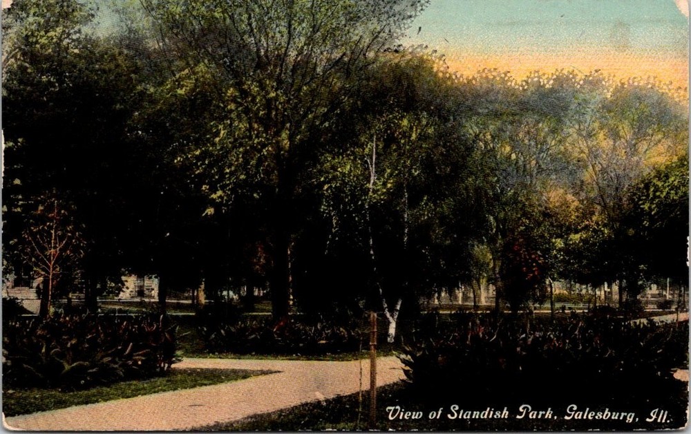 1911 View of Standish Park Galesburg Illinois Vintage Postcard