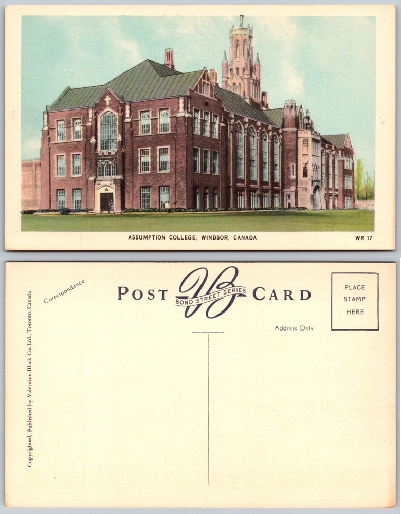Windsor Canada Assumption College Gothic Architecture Postcard