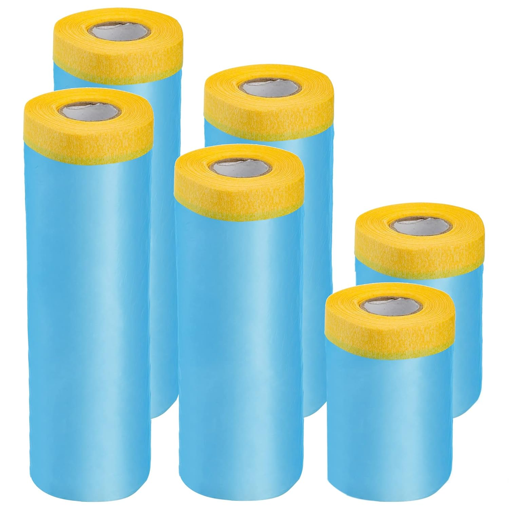 Hedume 6 Pack Tape and Drape, Assorted Masking Paper for Automotive Painting Cov