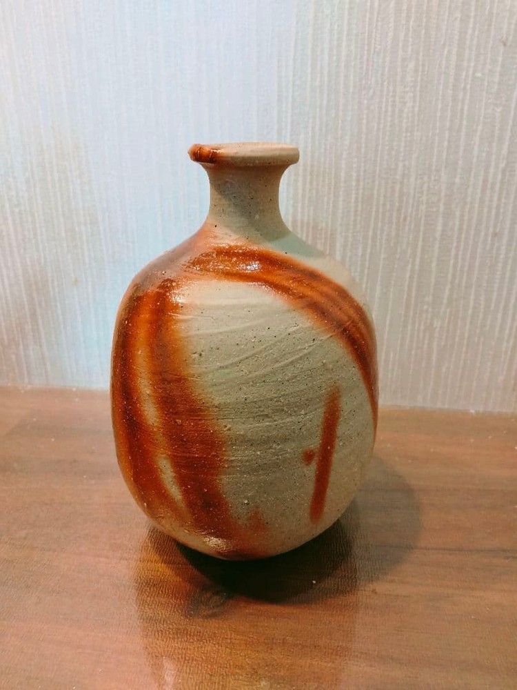 Bizen Ware Yuichi Yamamoto Tokkuri Red Glaze Certified Pottery Japan Heritage