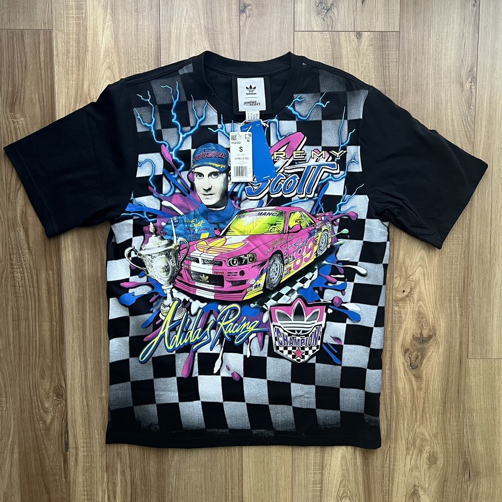 Adidas Jeremy Scott Shirt Js Rally Nascar Style Print Tee Adult Size Small