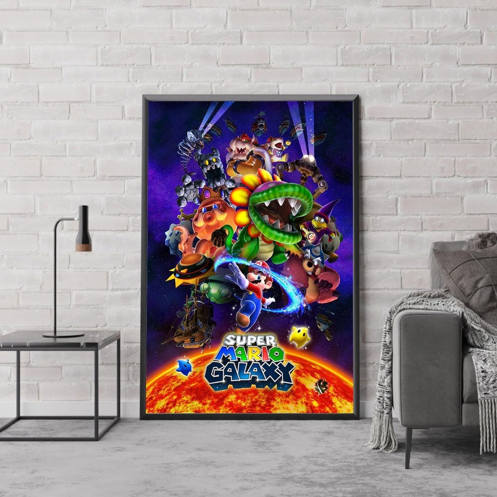 Super Mario Galaxy 2 Poster Retro Game Art Canvas Gaming Room Decor