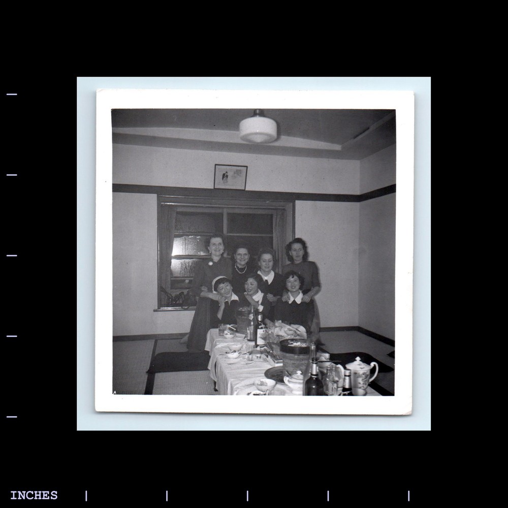 Old Vintage Photo AFFECTIONATE WOMEN SITTING AT DINNER TABLE