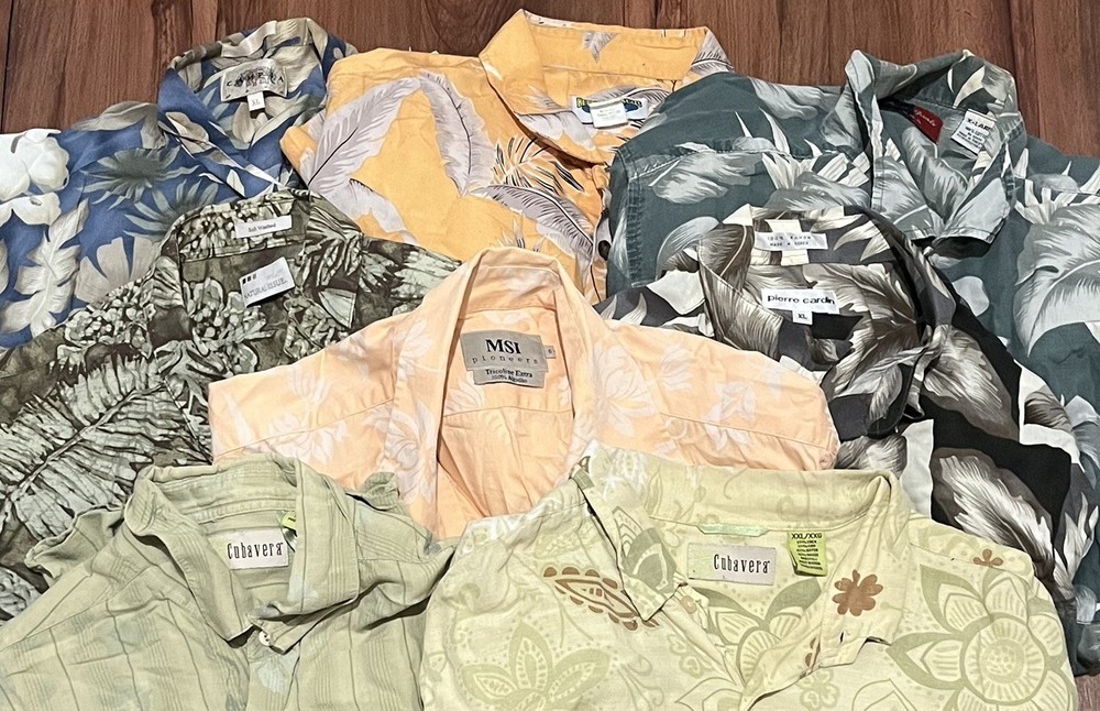 Lot Hawaiian Shirts Men XL XXL Bundle Tropical Aloha Summer Button Up Bulk 9 Lot
