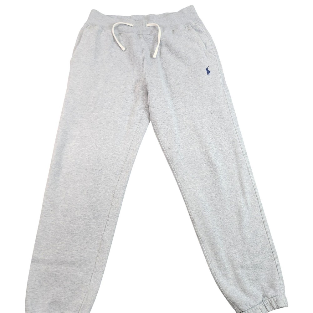Polo Ralph Lauren Jogger Pants Mens Small Gray Fleece Pony Logo Elastic Waist