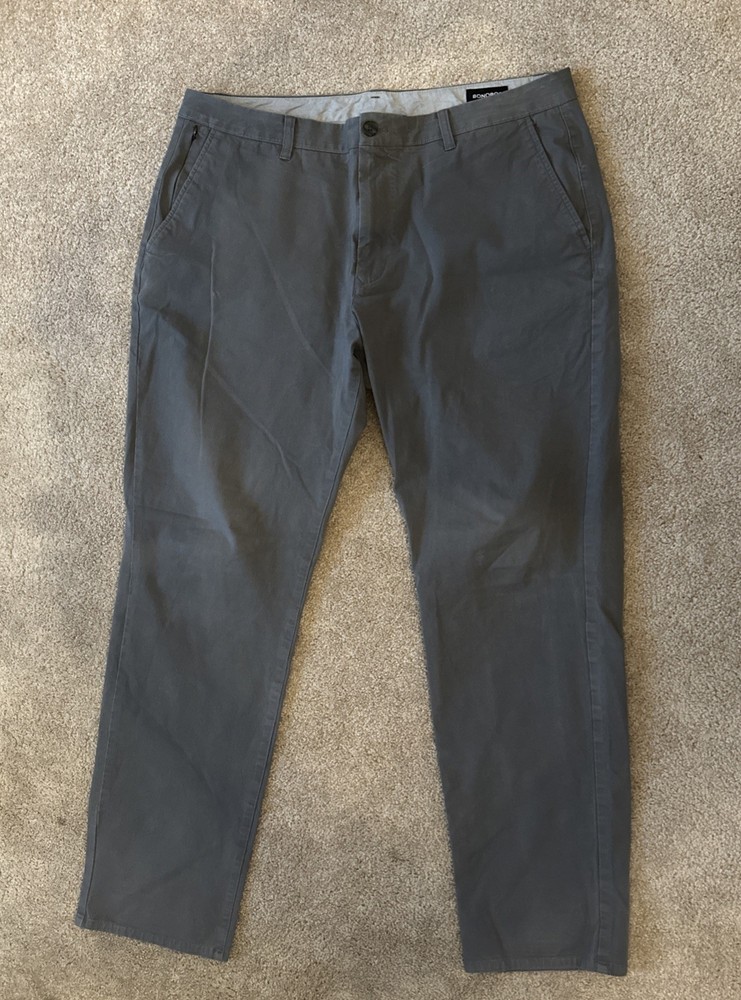 Bonobos Gray Pants, Mens Size 38x32, Athletic Fit, Stretch Cotton Blend AS IS
