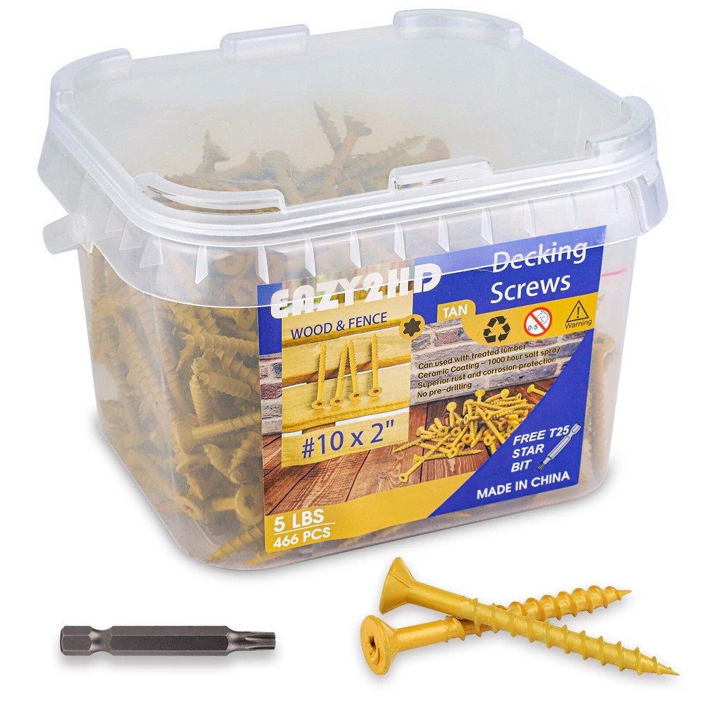 #10x2 T25 Star Drive Deck Screws 466 Pcs Rust Resistant Flat Head