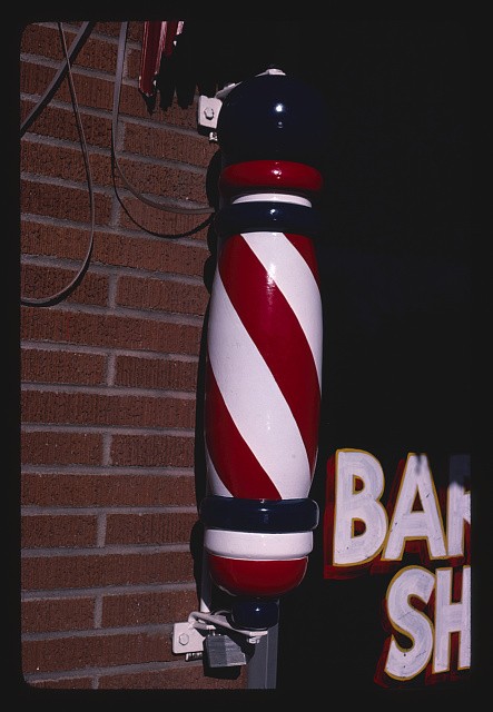 Photo:Colorado Springs Colorado 1980 Barber Pole Sign Barber Shop Exterior