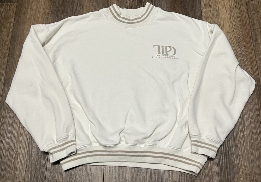 Taylor Swift TTPD Tortured Poets Cream Pullover Crewneck Sweatshirt Adult L