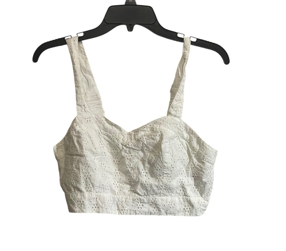 Aerie Small Eyelet Tank Top Crop Top Smocked White Romantic Femine Dainty