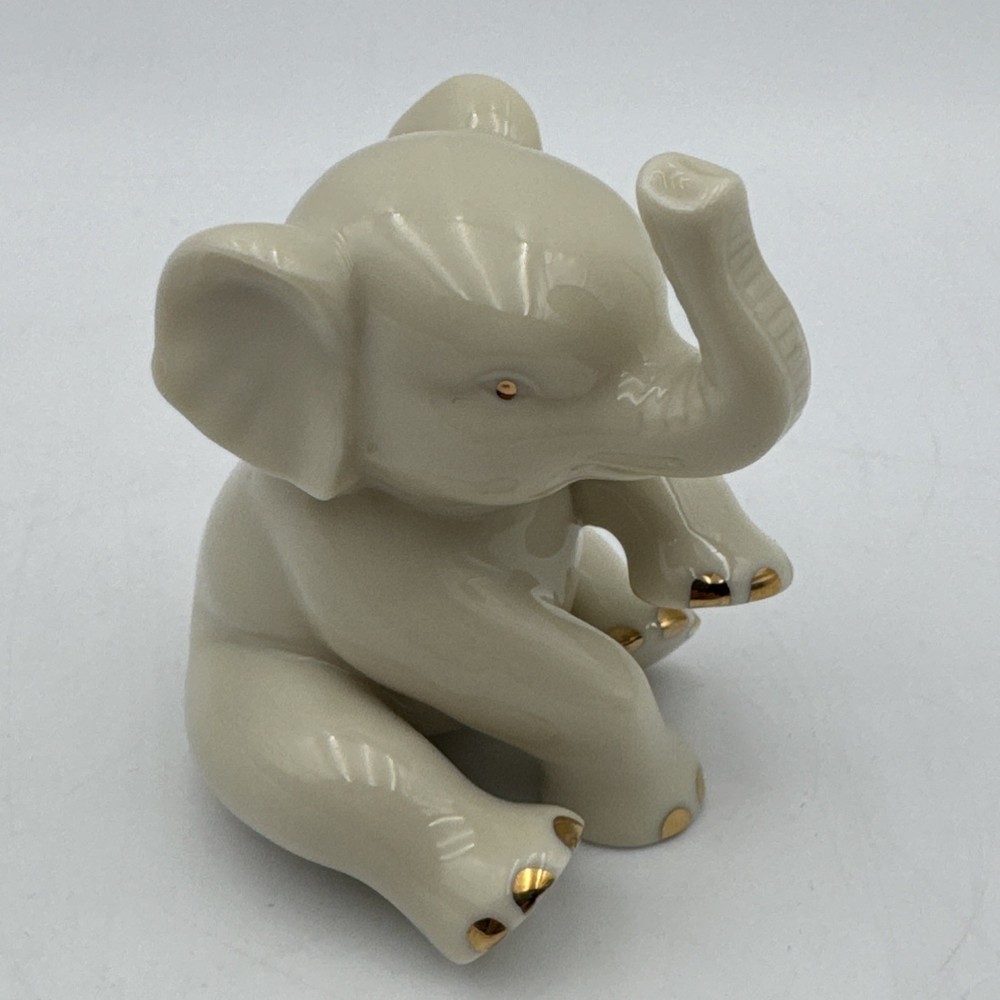 Lenox Elephant Small Figurine Ivory & Gold Porcelain 2 x 2.5
