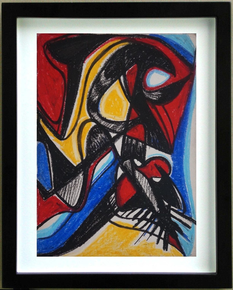 Pastel Abstract Composition by Ange Falchi 1913-1989