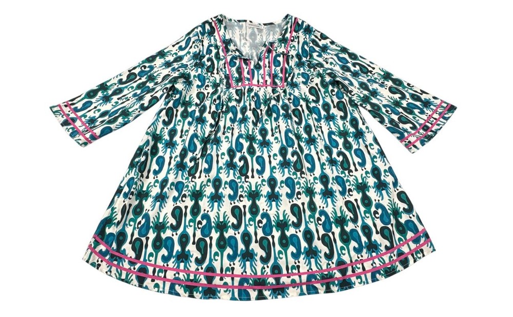 MissLook Green Paisley Boho Cottagecore Peasant Tunic Blouse. Women's - Size M