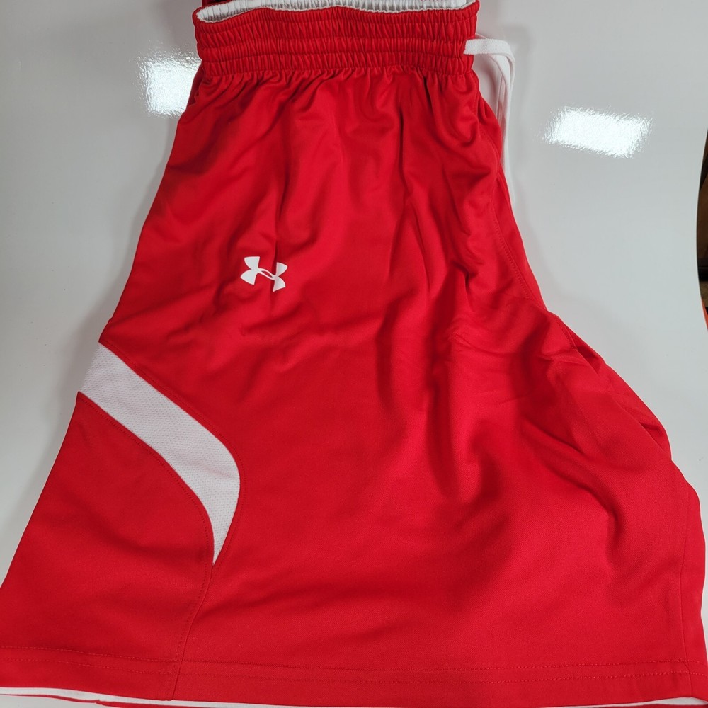 Under Armour Womens Reversible Basketball Shorts Red White Size Large Athletic