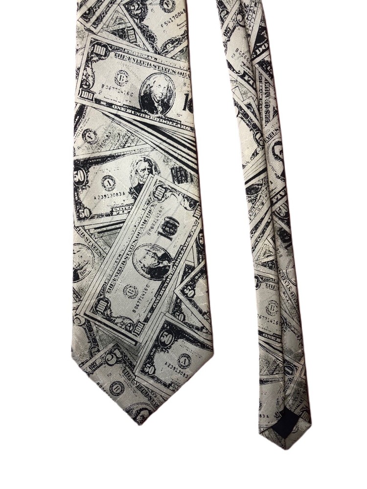 Renaissance Hand Made Money Bills Neck Tie 100% Polyester