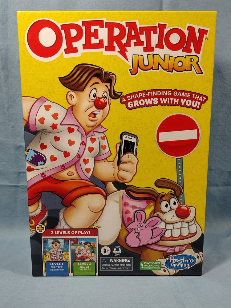 Operation Junior Board Game 3+ Shape finding game! By Hasbro! Two Levels Of Play