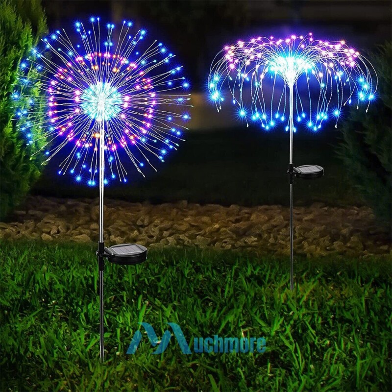 2 Pack Solar LED Firework Sparkle Lights for Outdoor Garden Path Lawn Decor