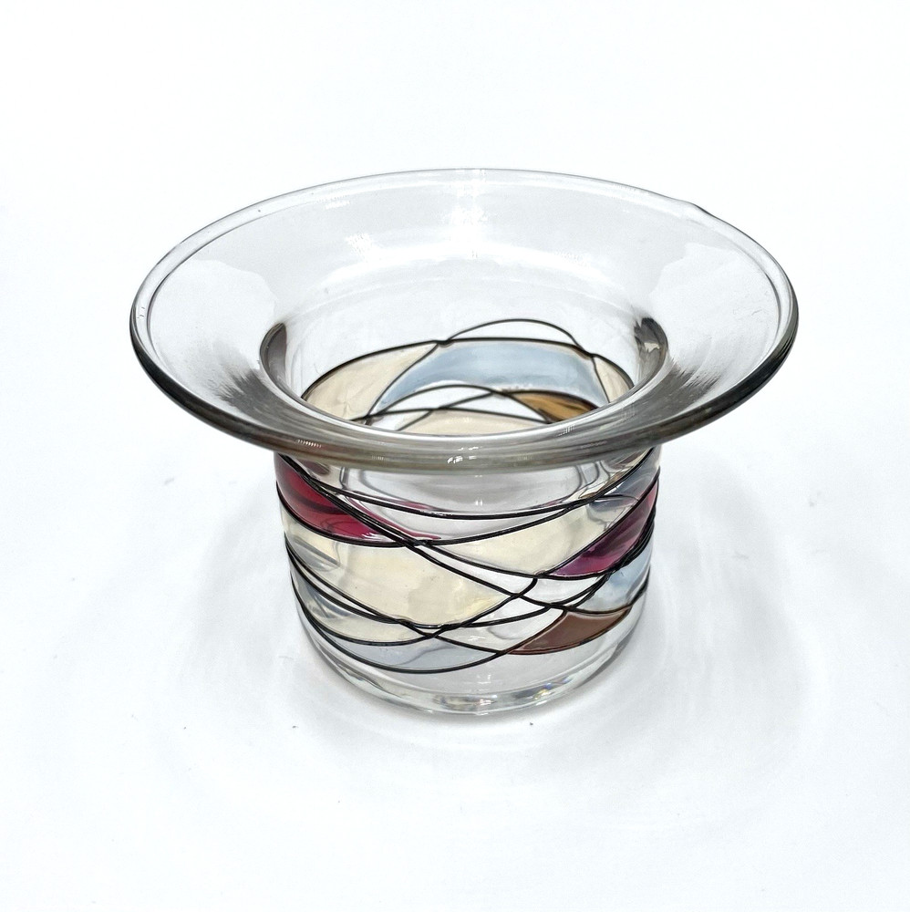 PartyLite Calypso Mosaic Flared Stained Glass Candle Holder, Retired, 1.9