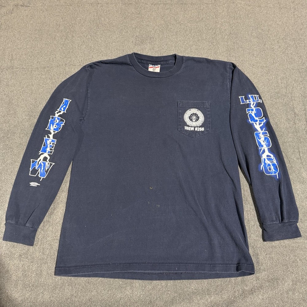 Vintage IBEW LU 266 Arizona Shirt Mens Large Union Made Long Sleeve Pocket Tee