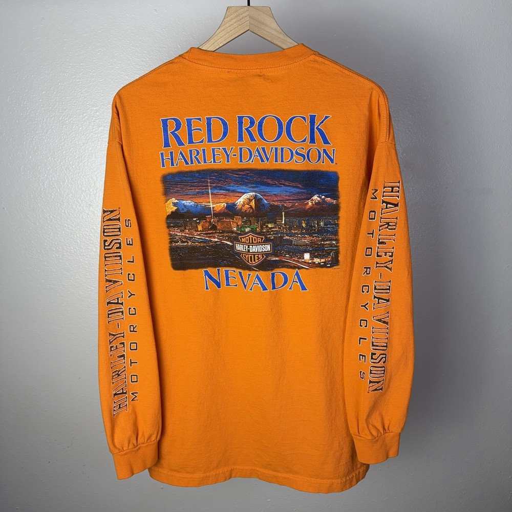 Y2K Harley Davidson Red Rock Eagle Classic Logo Long Sleeve Vintage T Shirt XL
