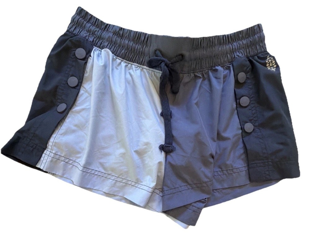 Free People Movement Shorts Womens Small Blue Colorblock Side Snap Running NWOT