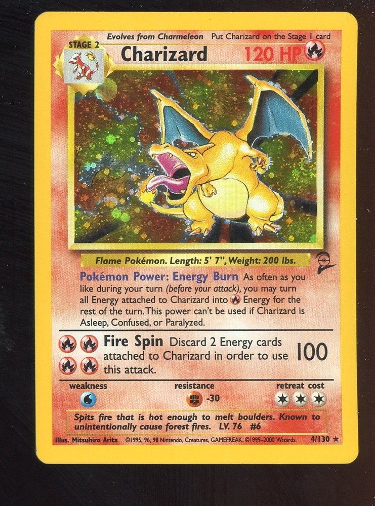 2000 Pokemon Game Base Set II #4/130 Charizard HoloPROBSTEIN is actively accepting consignments !!