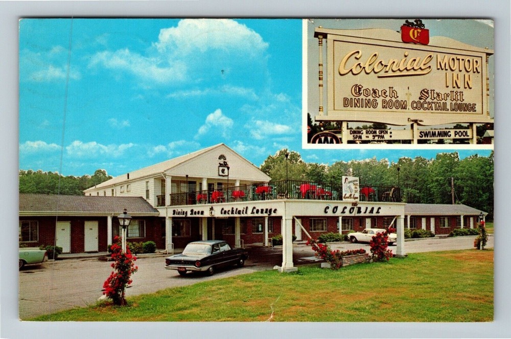Providence RI-Rhode Island Colonial Motor Inn, Antique Vintage c1965 Postcard