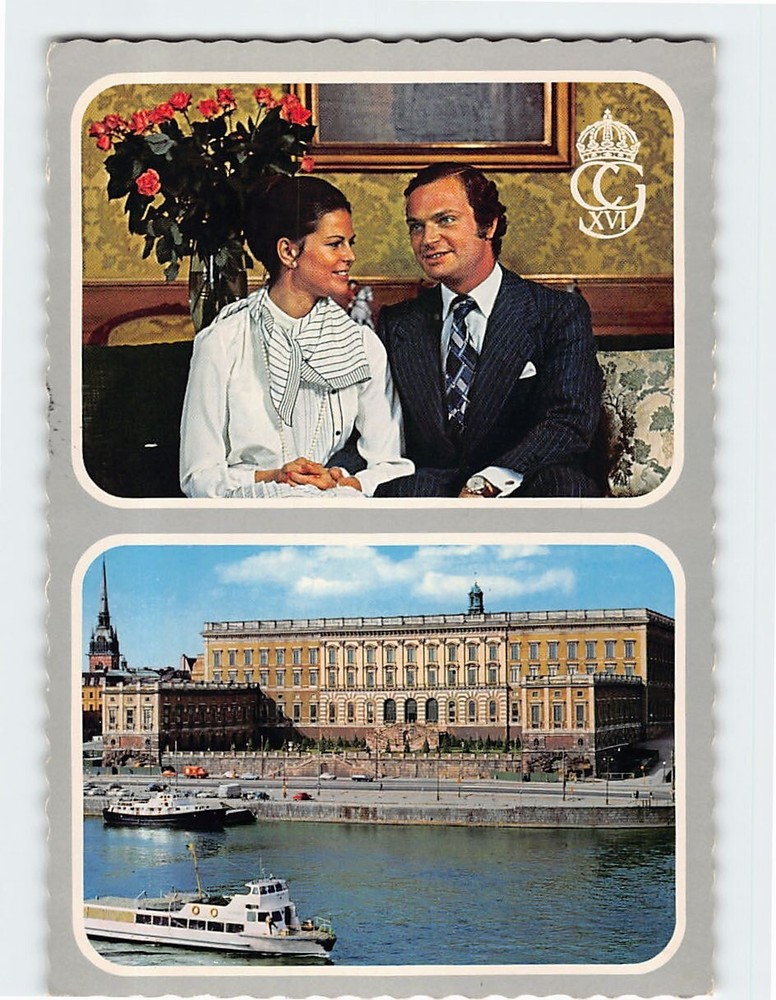 Postcard HM The King of Sweden Carl XVI Gusta and Silvia Sommerlath Sweden
